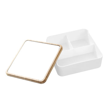 Boxsweden Bano Square Jewellery Organiser Box with Mirror Top - 14x14x5cm